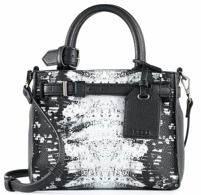 REED RK40 Belted Convertible Mini Satchel in Black Tejus Snake