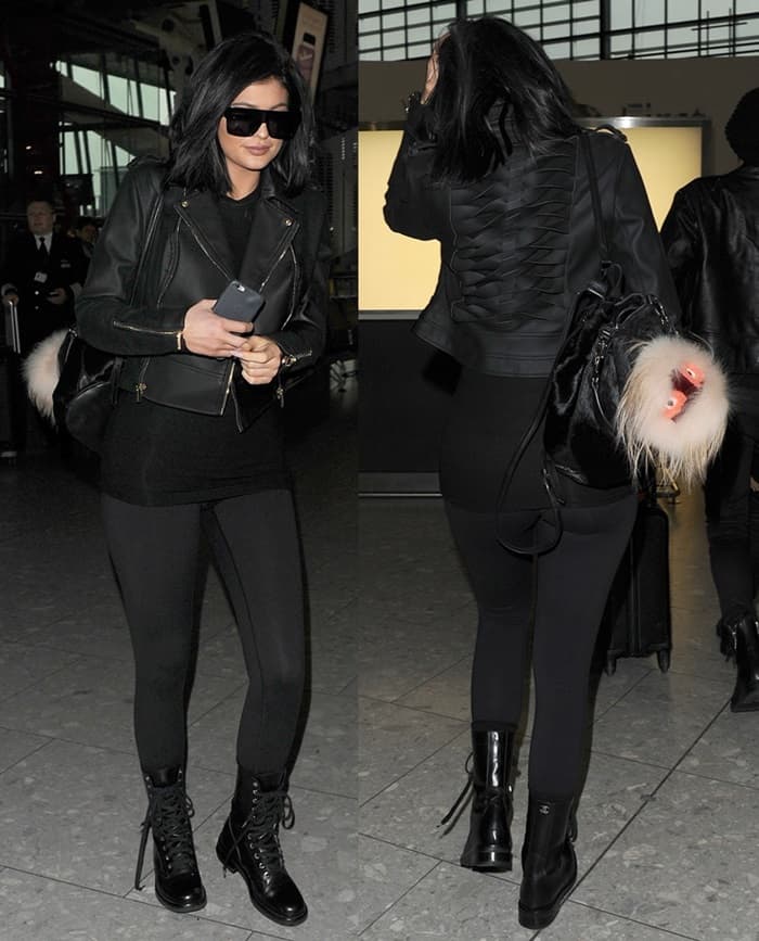 Kylie Jenner jets out of Heathrow Airport, following a promotional visit to London on March 15, 2015