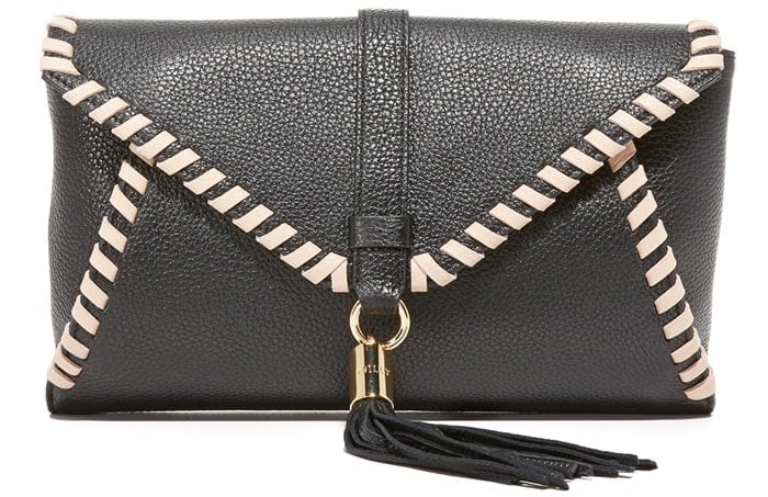 Milly Astor contrast whipstitch clutch