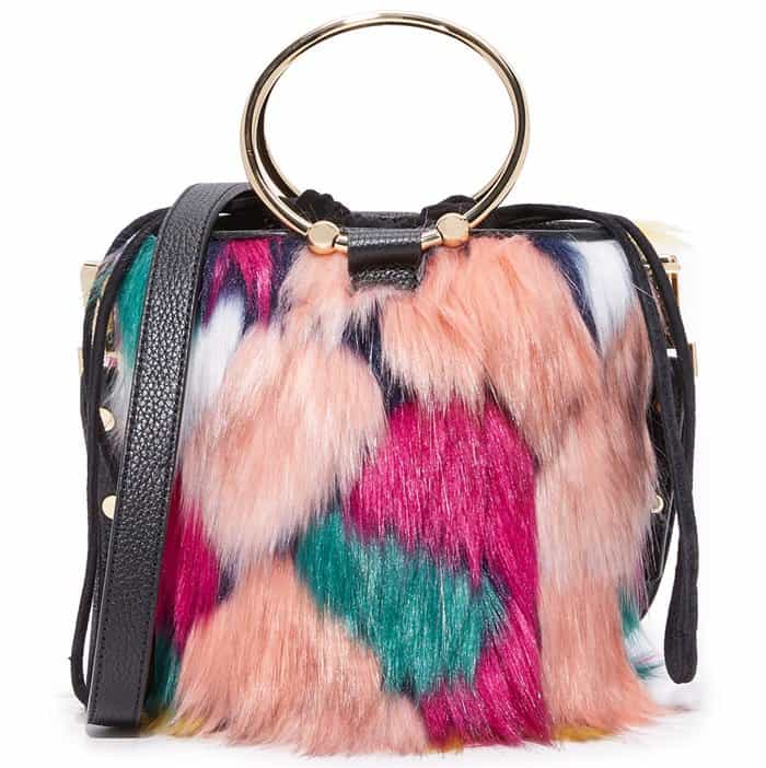 Milly Faux Fur Drawstring Bucket Bag
