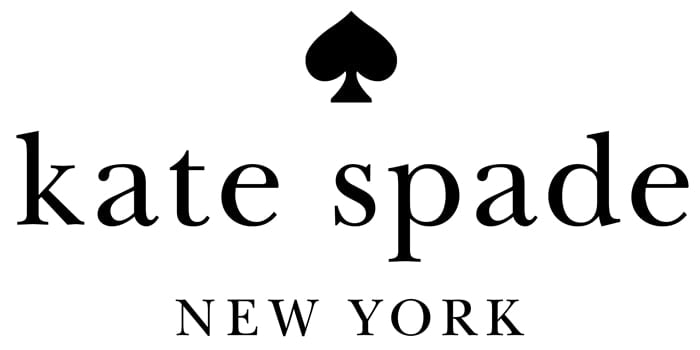 Kate Spade's logo features the iconic spade and a combination of lowercase and uppercase serif nicely spaced