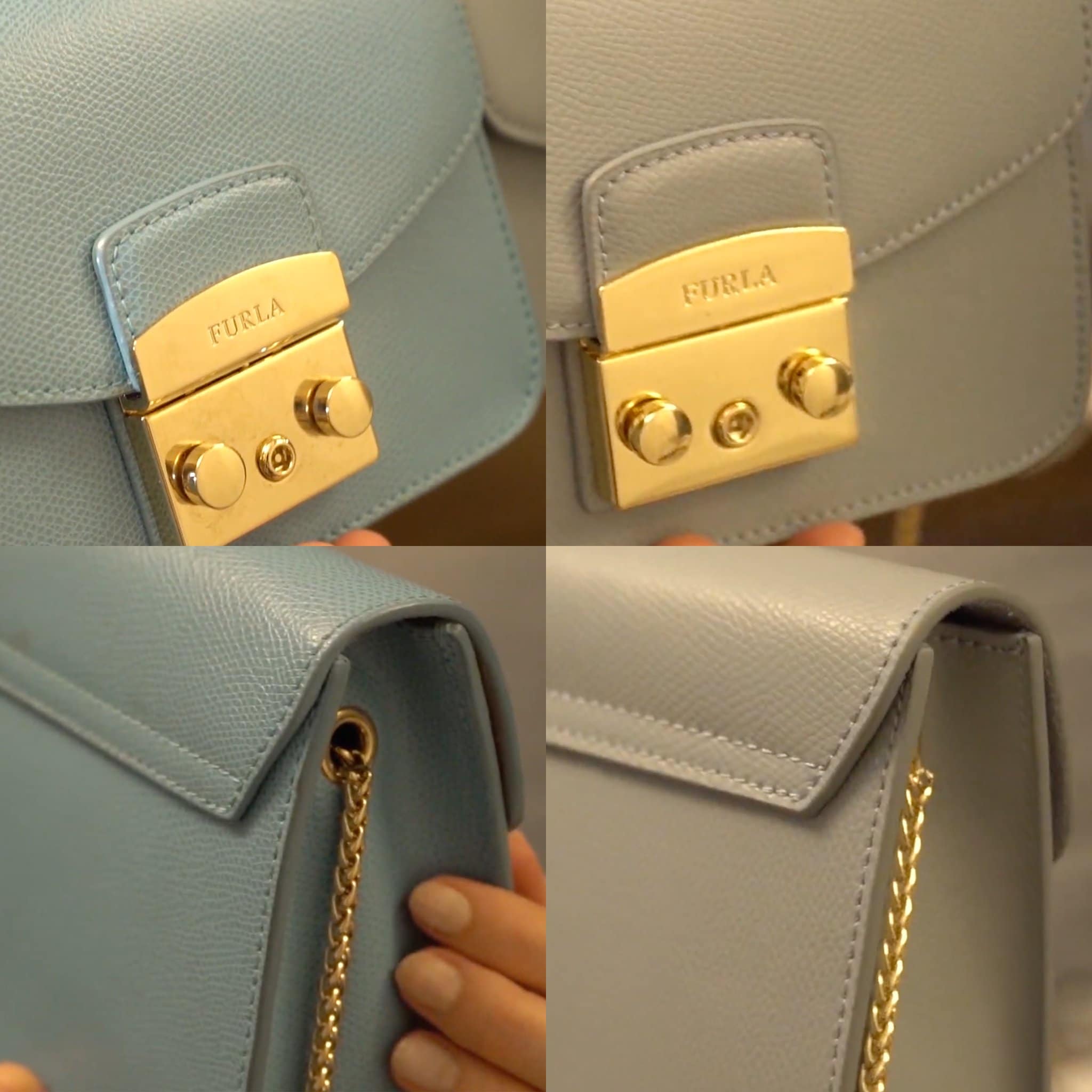 The stitchings on the real Furla bag (left) look more neat and seamless compared to the stitchings on the fake Furla bag (right)