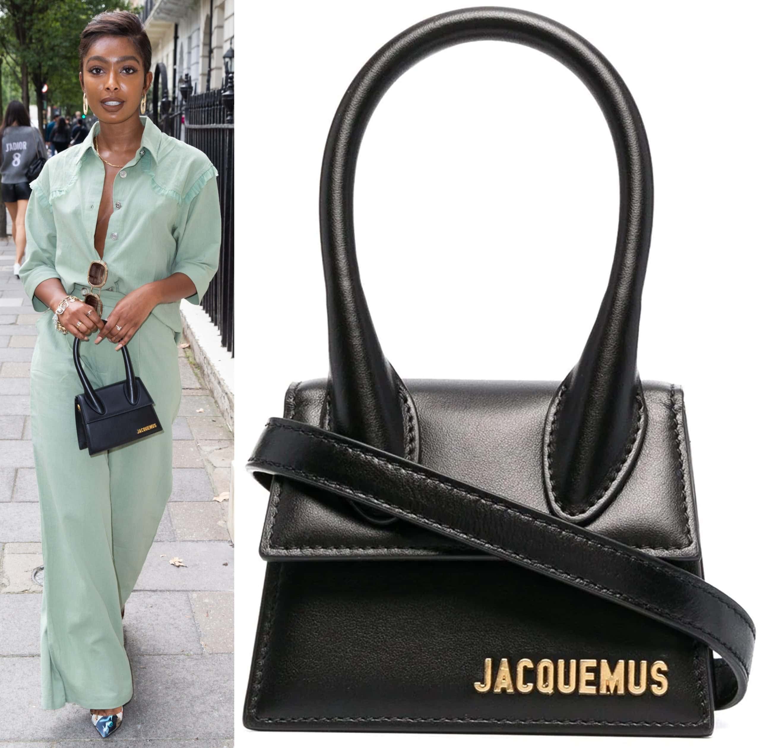 Jourdan Riane totes a black Jacquemus Le Chiquito mini top-handle bag