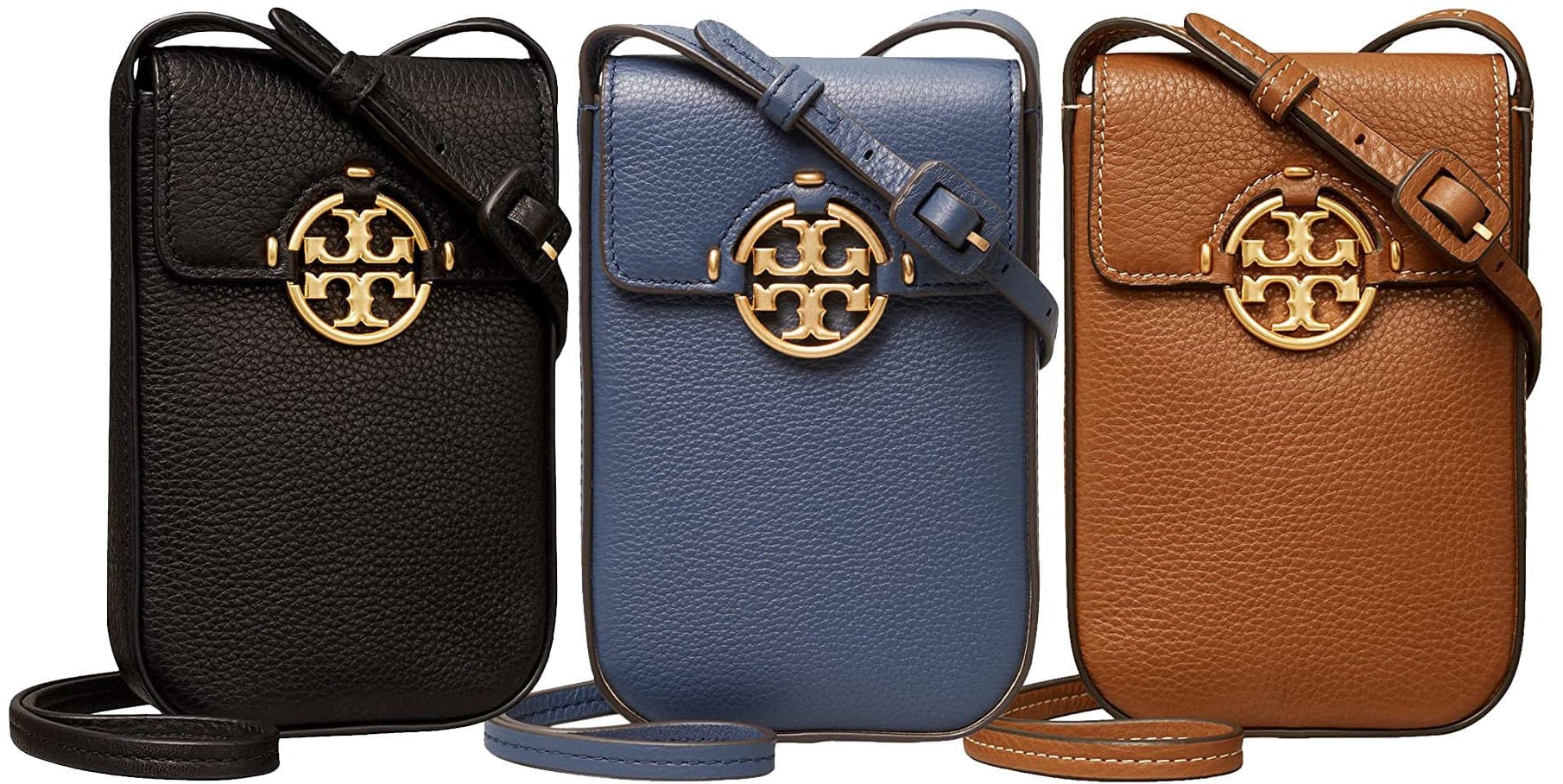 Tory Burch's Miller phone crossbody features a patchwork of smooth and snake-embossed leather with artisanal stitching and the fashion house's signature Double T
