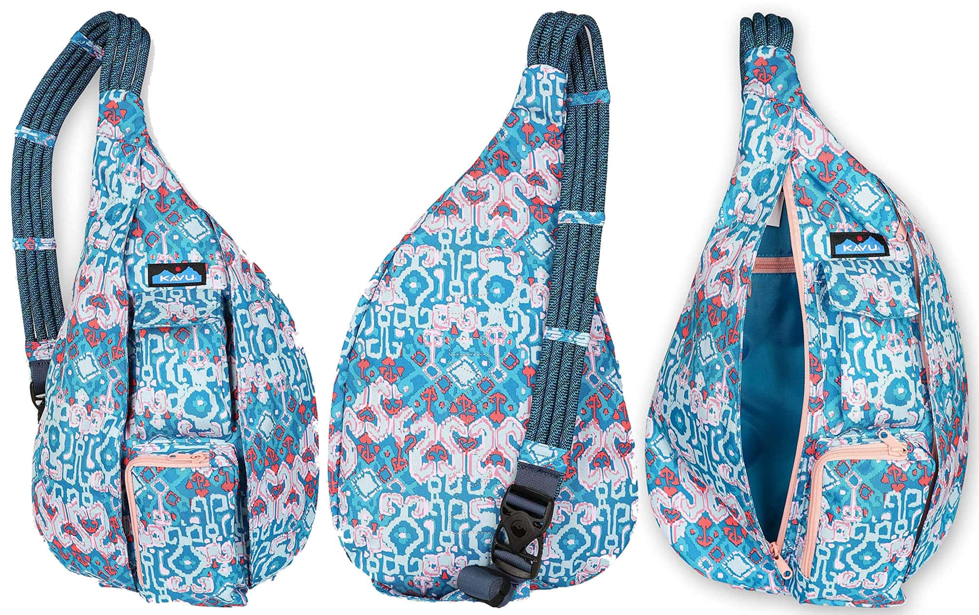 This water-resistant Rope Sling bag from active lifestyle brand Kavu is made of polyester and features an ultra-comfortable rope shoulder strap and multiple pockets and compartments