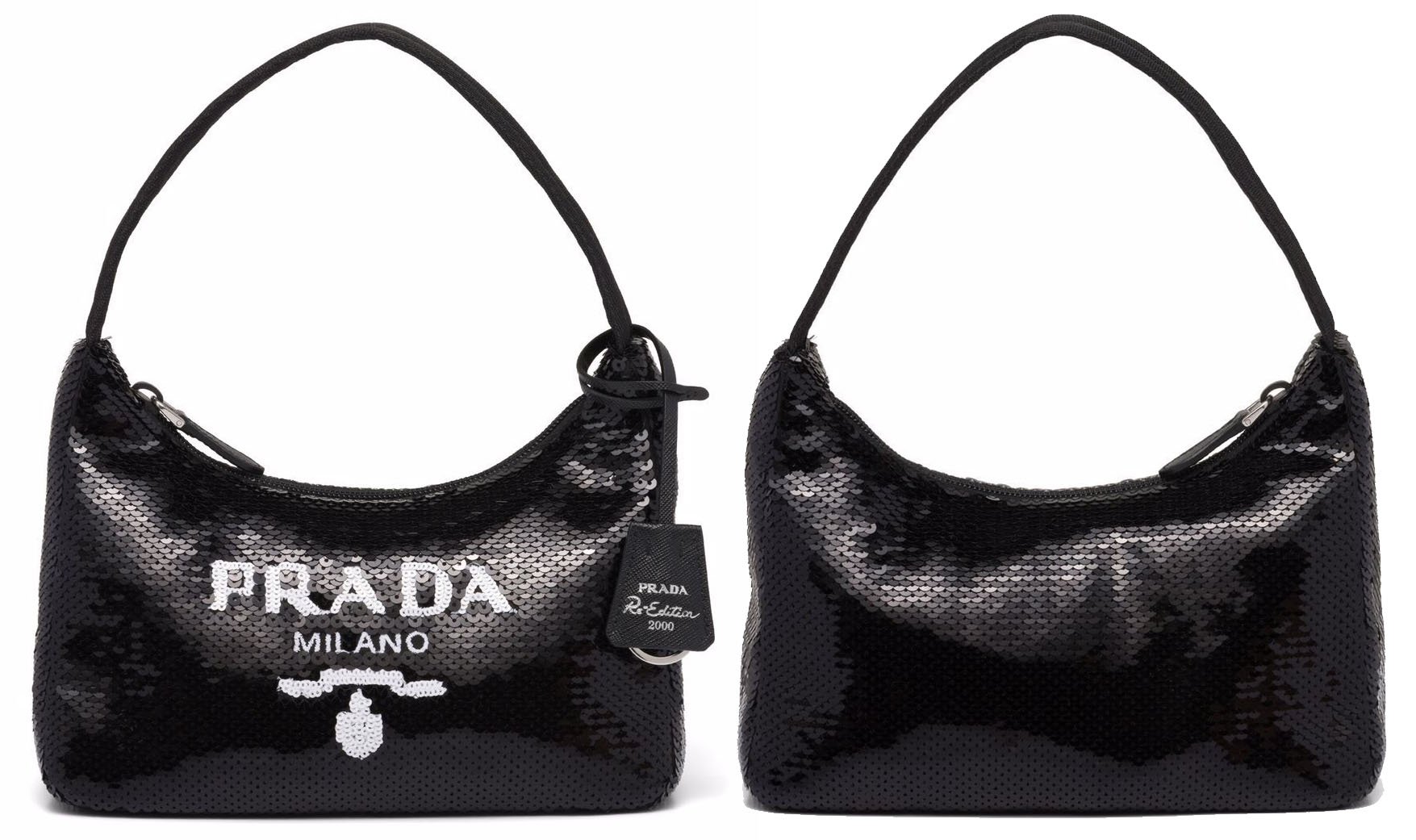 Prada's latest interpretation of the iconic Re-Edition 2000 mini bag, this bag is crafted in the brand's signature Re-Nylon covered with all-over sequins