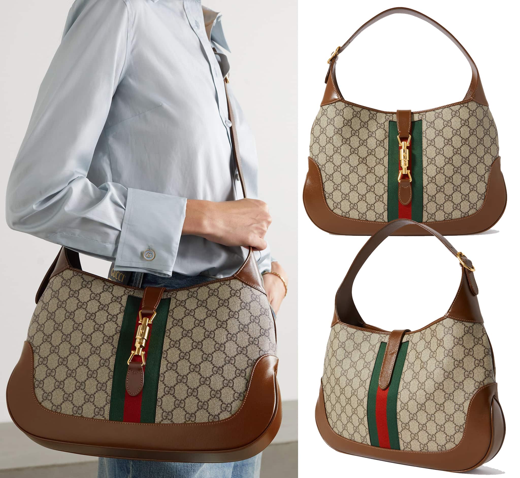 Revived from the archive, the Gucci Jackie 1961 is made from GG Supreme canvas and comes with a detachable shoulder strap that adds a contemporary feel to the archival design