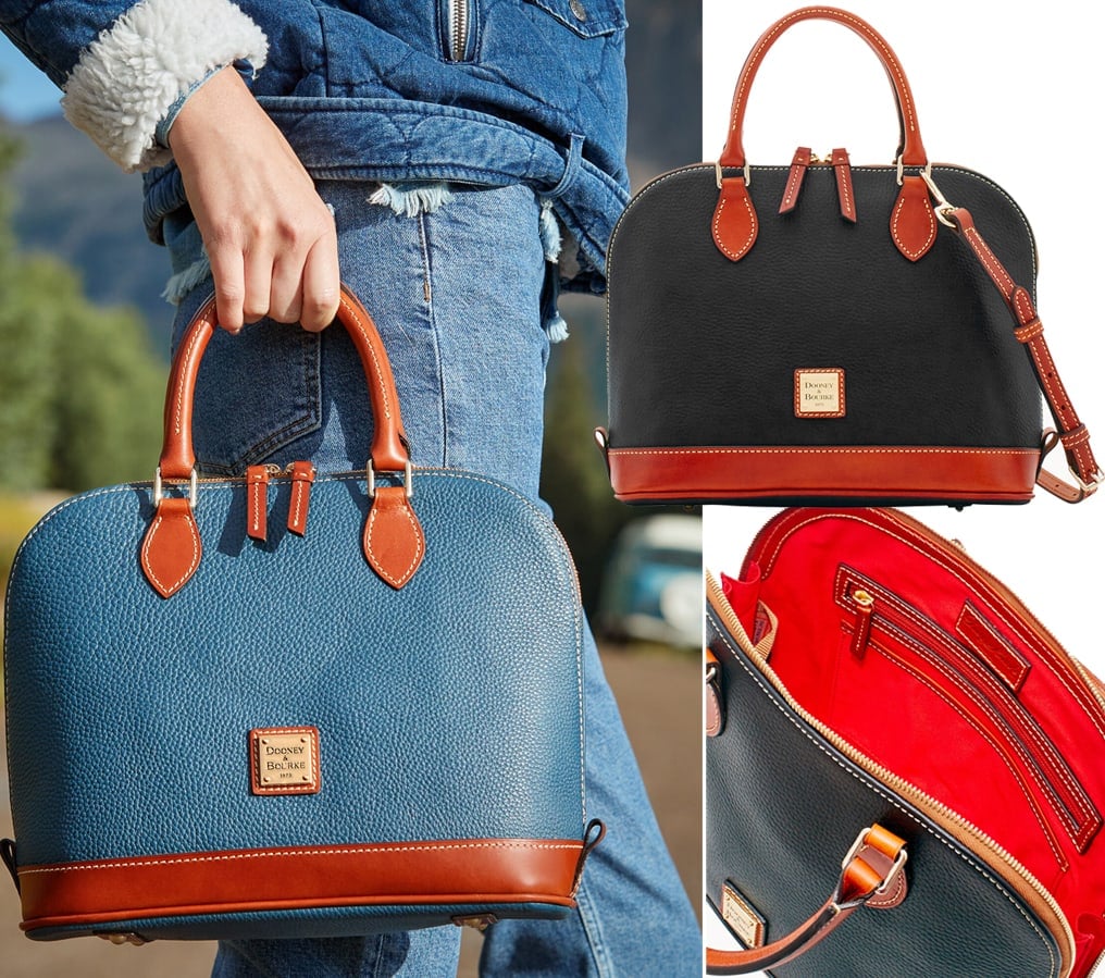 One of Dooney & Bourke's most iconic silhouettes, the Pebble Grain Zip Zip satchel is a modern satchel made from durable pebble leather with a dome shape