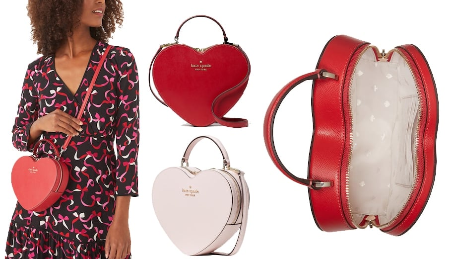 The Love Shack bag is defined by its unique heart-shaped silhouette, complete with a top handle and a crossbody strap