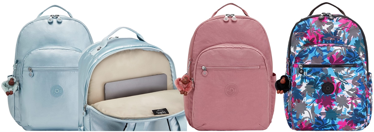 The Seoul Extra Large is the ultimate carryall backpack made from Kipling's signature water-resistant crinkled nylon, equipped with padded shoulder straps, a durable exterior, and a roomy interior